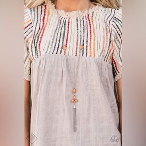 Altar’d state | textured Striped Multicolor Top boho | medium